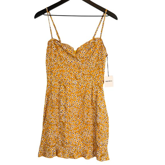 NWT Superdown AJ Ruffle Cami Dress in Yellow Floral Mini - S - Picture 1 of 8